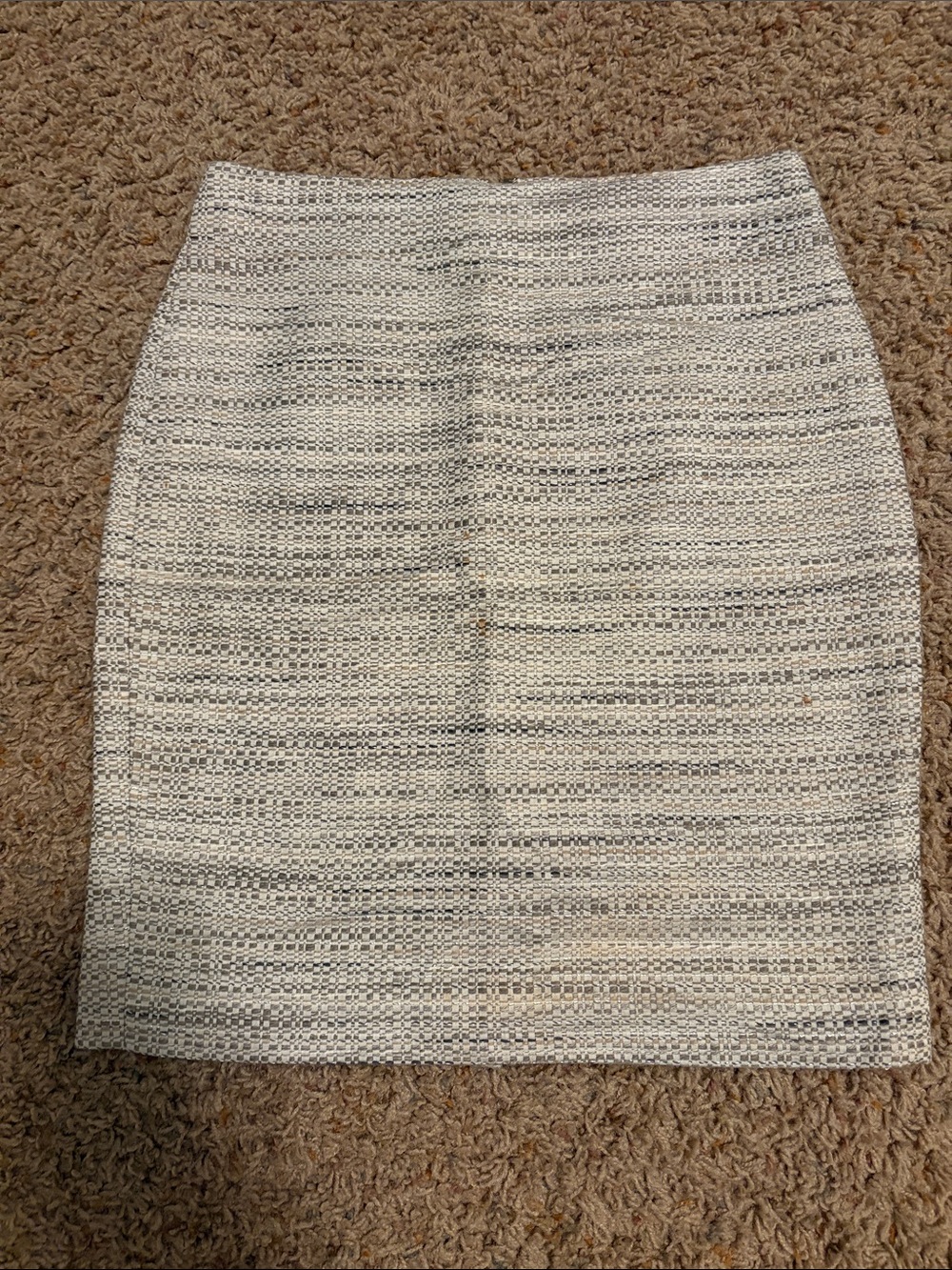 Ann Taylor Cream Textured Pencil Skirt